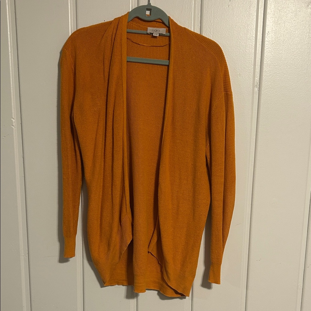 LOFT Vibrant Orange Open-Front Cardigan